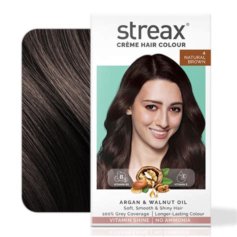 Streax Crème Permanent Hair Colour - 4 Natural Brown Hair Color- 140 ml ...