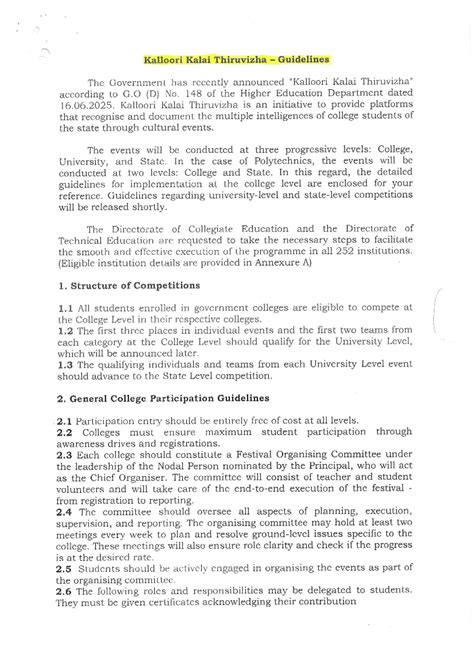 Kalloori Kalai Thiruvizha Guidelines (G.O. No. 148) for 2025 - Studocu