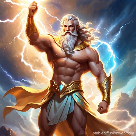 Zeus Holding a Lightning Bolt | Stable Diffusion Online