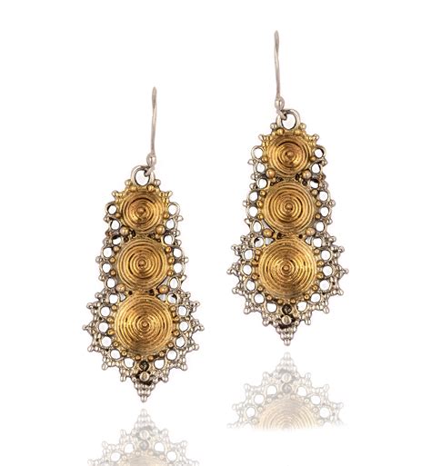 925 Sterling Silver Two Tone Rawa Danglers – Neeta Boochra Jewellery