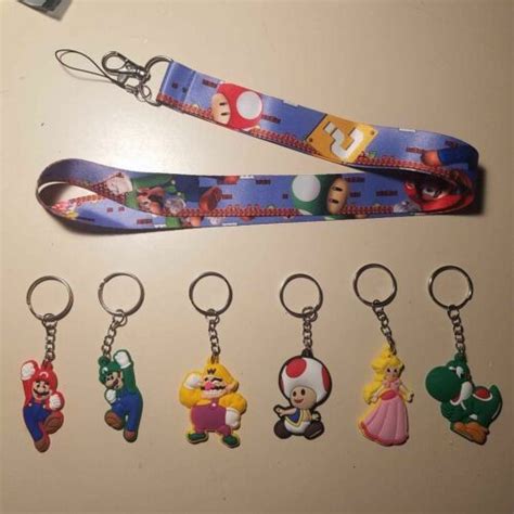 Buy Super Mario Bros. Lanyard 6 Key chains Mario, Luigi, Peach, Toad ...