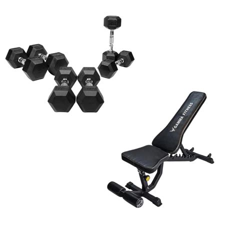 Adjustable Bench AB-201 with Hex Dumbbells – Gamma Fitness