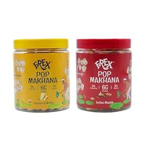 FREX Flavoured Roasted Puffed Makhana Snacks Cheese and Herbs & Indian ...
