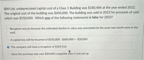Undepreciated Capital Cost