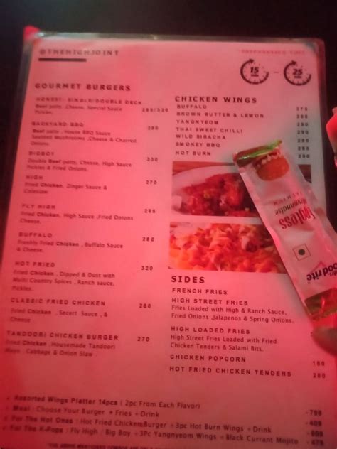 Menu at The High Joint Anna Nagar, Chennai