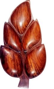 Hutson Natural Sheesham Wood Handmade Leaf Design Tray for Dry-Fruits ...