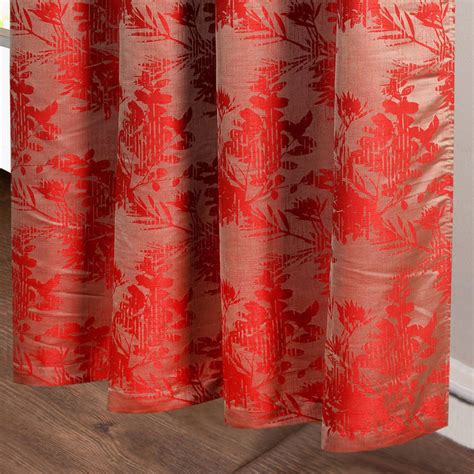 Buy DECO WINDOW Red Jacquard Printed Blackout Door Curtain - 274x132cm ...