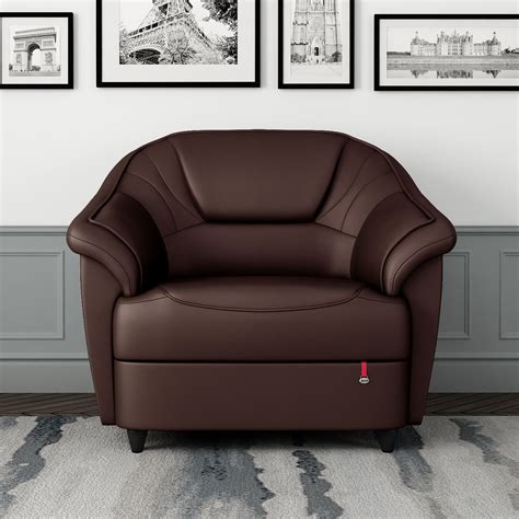 Buy Berry 1 Seater Brown Leatherette Sofa Online at Durian