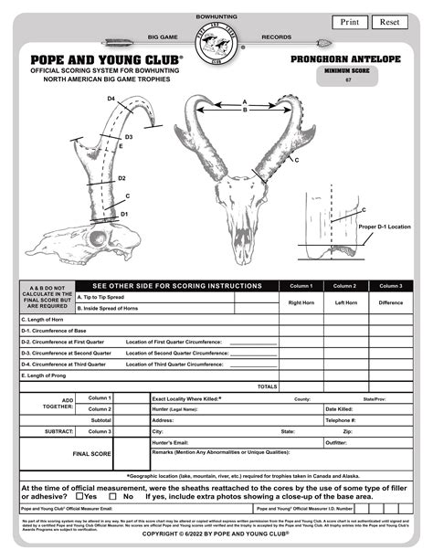 Boone and Crockett Score Sheet - Templat...: Premium Template ...