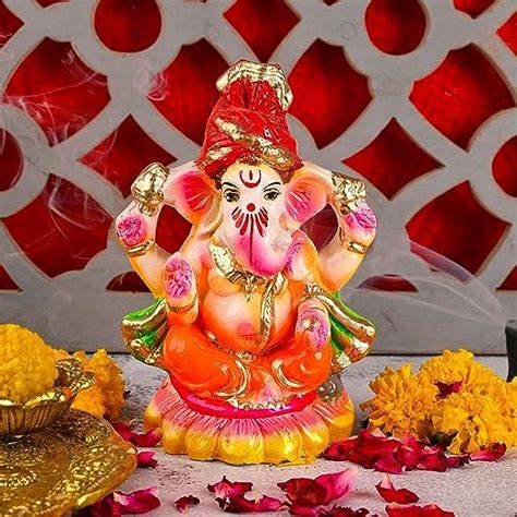 Buy IMAGICART Mitti Ganesh Idol | Eco-Friendly Mud/Clay Colorful Pagri ...