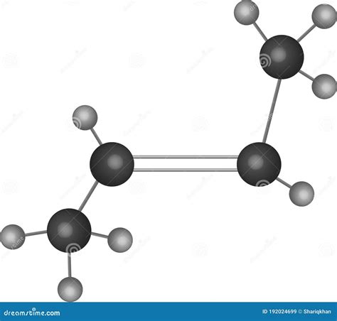Cis 2-butene C4H8 Organic Compound Molecular Structure Cartoon Vector ...
