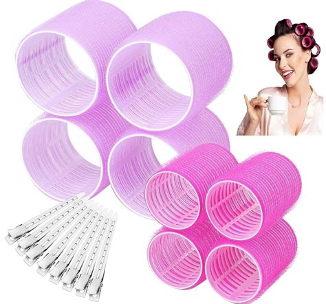Kriviya Self Grip Hair Rollers Curlers 16 Pcs Set with 8Pcs Heatless ...