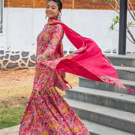 Nisha Pink Blockprint Designer Cotton Sharara Suit Set for Women ...