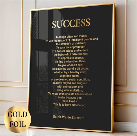 Success Poem, Ralph Waldo Emerson Poem, Gold Foil Print, Literature Art ...