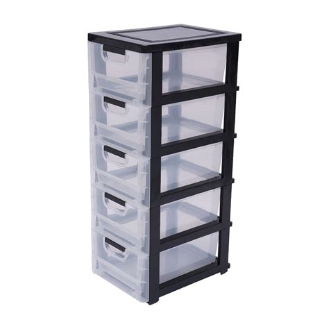 Rolling Storage Cart With 5 Drawers Stackable Plastic Storage Cabinet ...