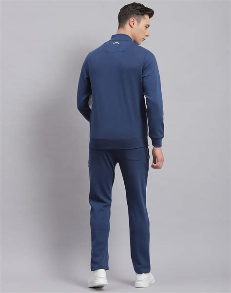 Buy Rock.it Blue Solid Stand Collar Full Sleeve Tracksuit Online in ...