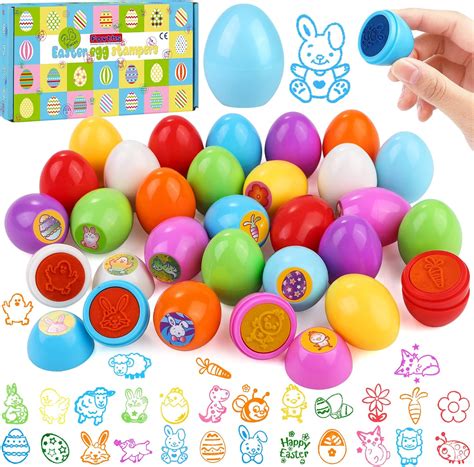 Buy Fovths 28 Pack Easter Egg Stampers Assorted Self-ink Stamp Basket ...