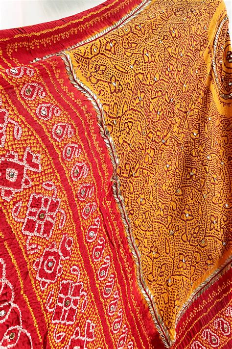 Red Bandhani Peeliya Gaji Silk Dupatta – Naina Jain