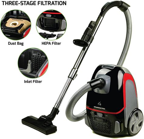 Ovente Electric Bagged Lightweight Canister Vacuum Cleaner with 2 Speed ...