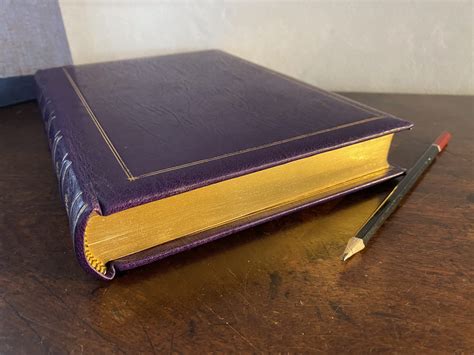 Purple leather bound journal with decorative gold tooling - Black Cat ...
