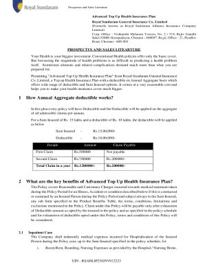 Fillable Online 1 How Annual Aggregate deductible works? 2 What are the ...