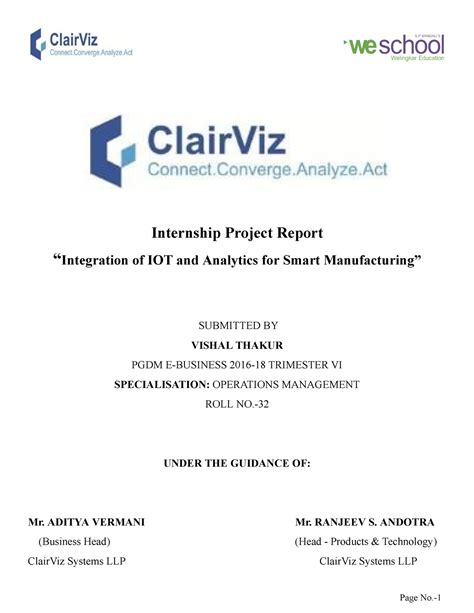 Clairviz iot internship report word - Page No.- Internship Project ...
