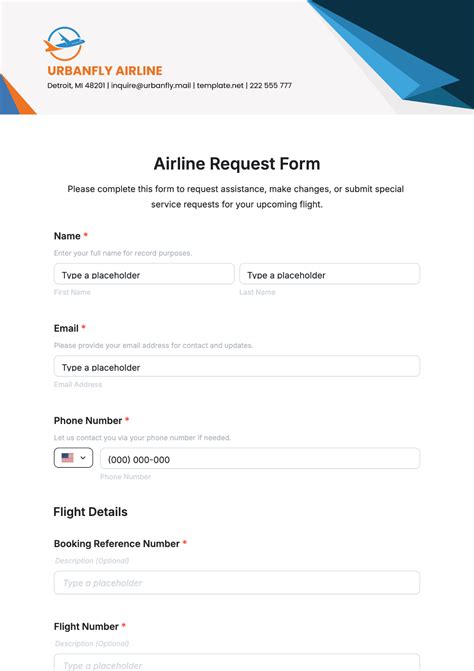 Free Airline Request Form Template to Edit Online