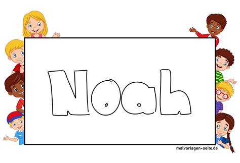 Namensschild Vorlage Noah - Ausmalbild kostenlos herunterladen