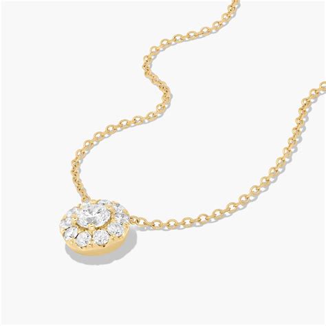 14K Yellow Gold Halo Lab-Grown Diamond Pendant (0.50 CTW - F-G / VS2 ...