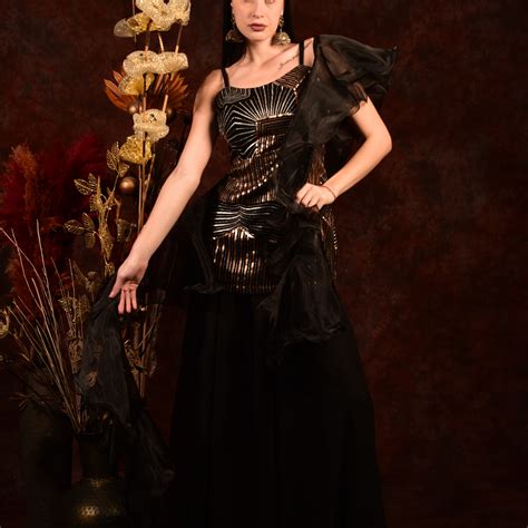 Black Straight Kurti With Palazzo And Ruffle Dupatta – Laalzari