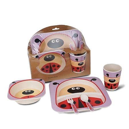 JSTOR Eco-Friendly Bamboo Fiber Reusable Dinnerware Set for Kids ...