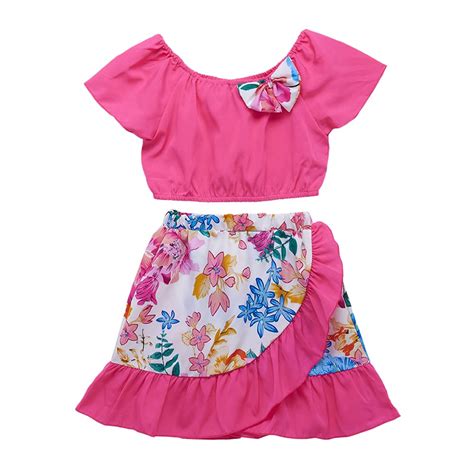 Buy Hopscotch Girls Cotton Frill Floral Skirt With Elastic Top in Pink ...