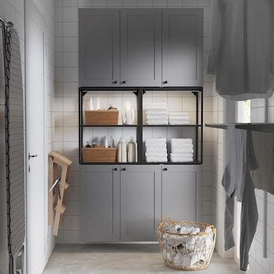 ENHET storage combination, anthracite/grey frame, 120x32x225 cm (471 ...