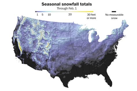 Average Annual Snowfall Map