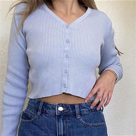 super cute baby blue cardigan from brandy melville... - Depop