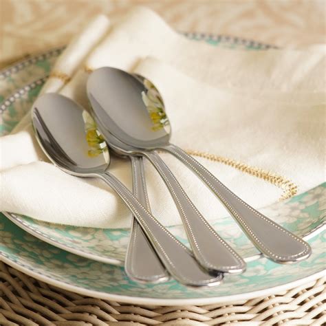 Set of 4 Silver Stainless Steel Dessert Spoons