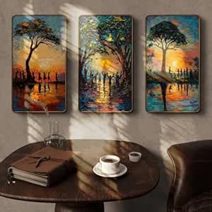 Livin'luxe Set of 3 modern art Madhubani painting Premium Golden Framed ...