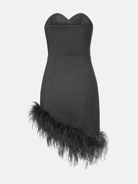 Strapless mini dress with feathers :: LICHI - Online fashion store