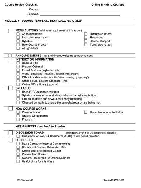 Image result for Course Review Checklist