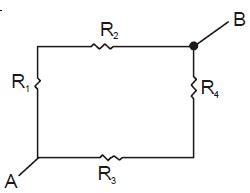 Four resistors 100 Ω , 200 Ω, 300 Ω and 400 Ω are connected to form ...