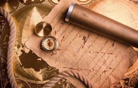 Wallpaper map, rope, journey, spyglass, compass, telescope, maps, old ...