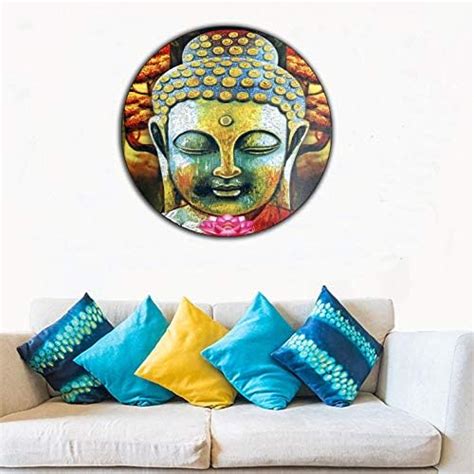 PARI ARTS Beautiful Unique Wall Painting of Buddha Face Round Wall ...