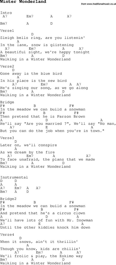 Winter Wonderland Guitar Chords