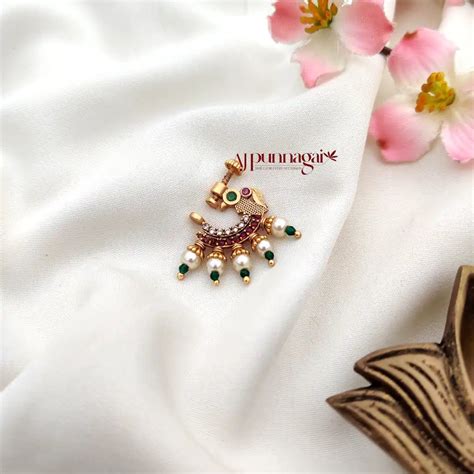 Dazzling Parrot Design Nosepin With White and Ruby Stone – AJ Punnagai