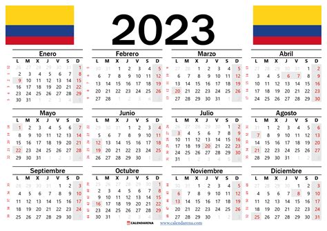calendario 2023 colombia con festivos | Calendario de colombia ...