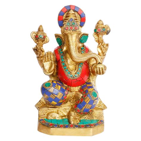 Buy Kartique Brass Blessing Ganesh Bhagwan Idol Ganesha Statue Ganpati ...