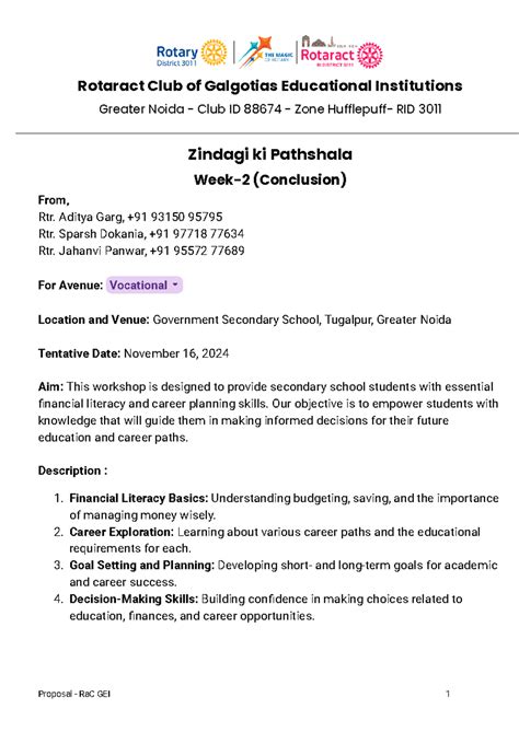 Zindagi ki Pathshala Week-2 - Rotaract Club of Galgotias Educational ...