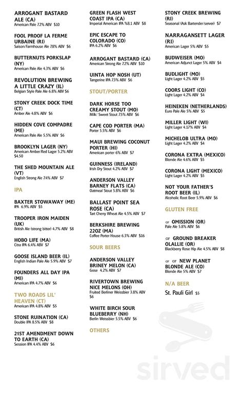 Tap City Grille menu in Hyannis, Massachusetts, USA