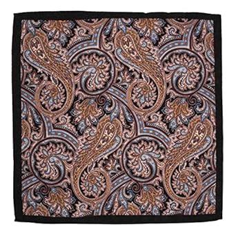 Buy The Tie Hub Serpentine Paisley Black 100% Wool Pocket Square For ...