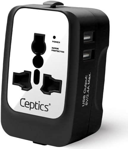 Ceptics Universal Travel Adapter, Dual USB (2.4A) with 15W Output ...